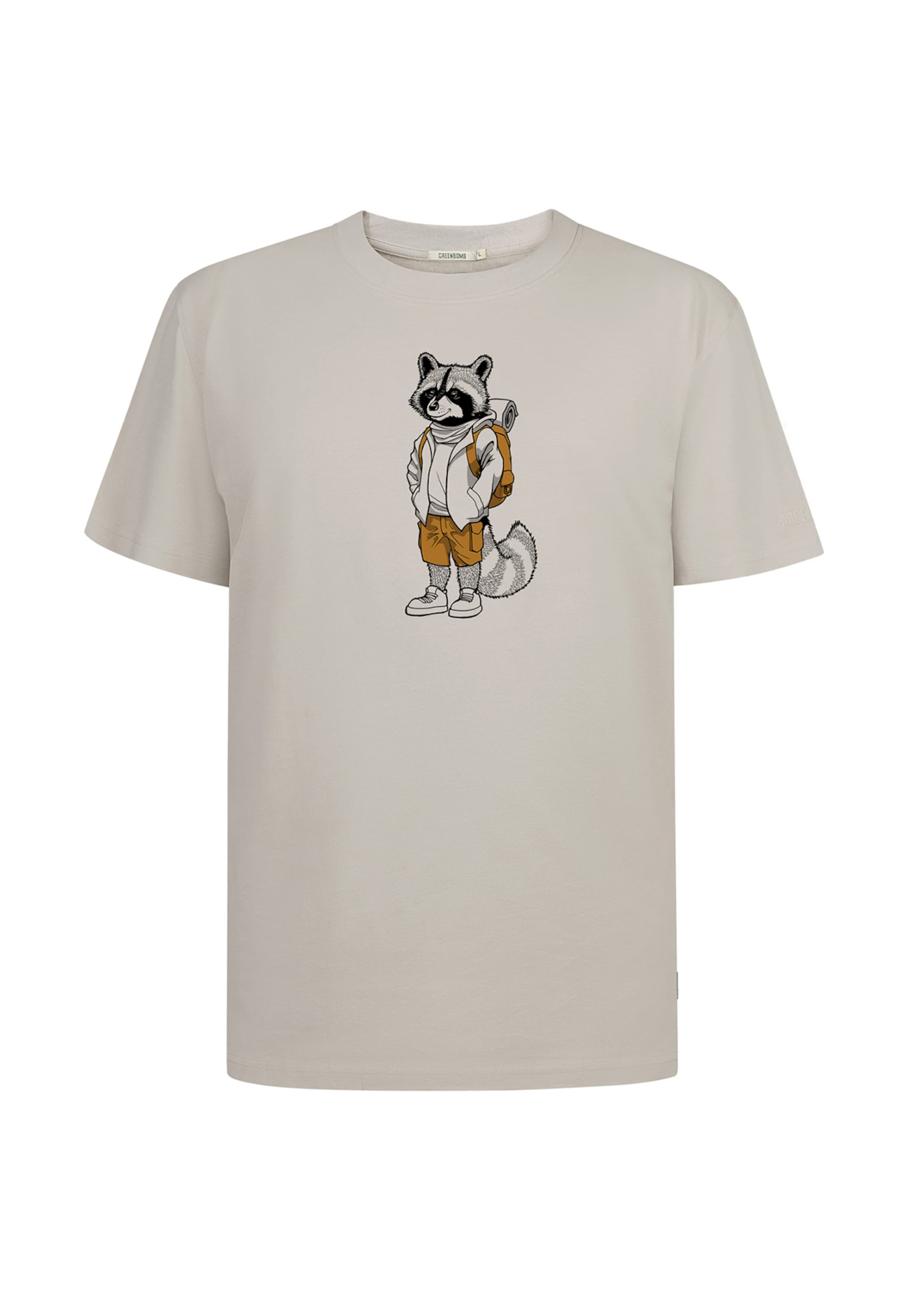 Maglietta 'Animal Raccoon Hike' di GREENBOMB in grigio: frontale