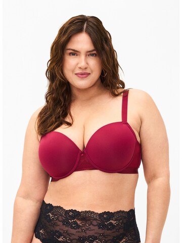 Devoted by Zizzi T-shirt Bra 'LFIE' in Red: front