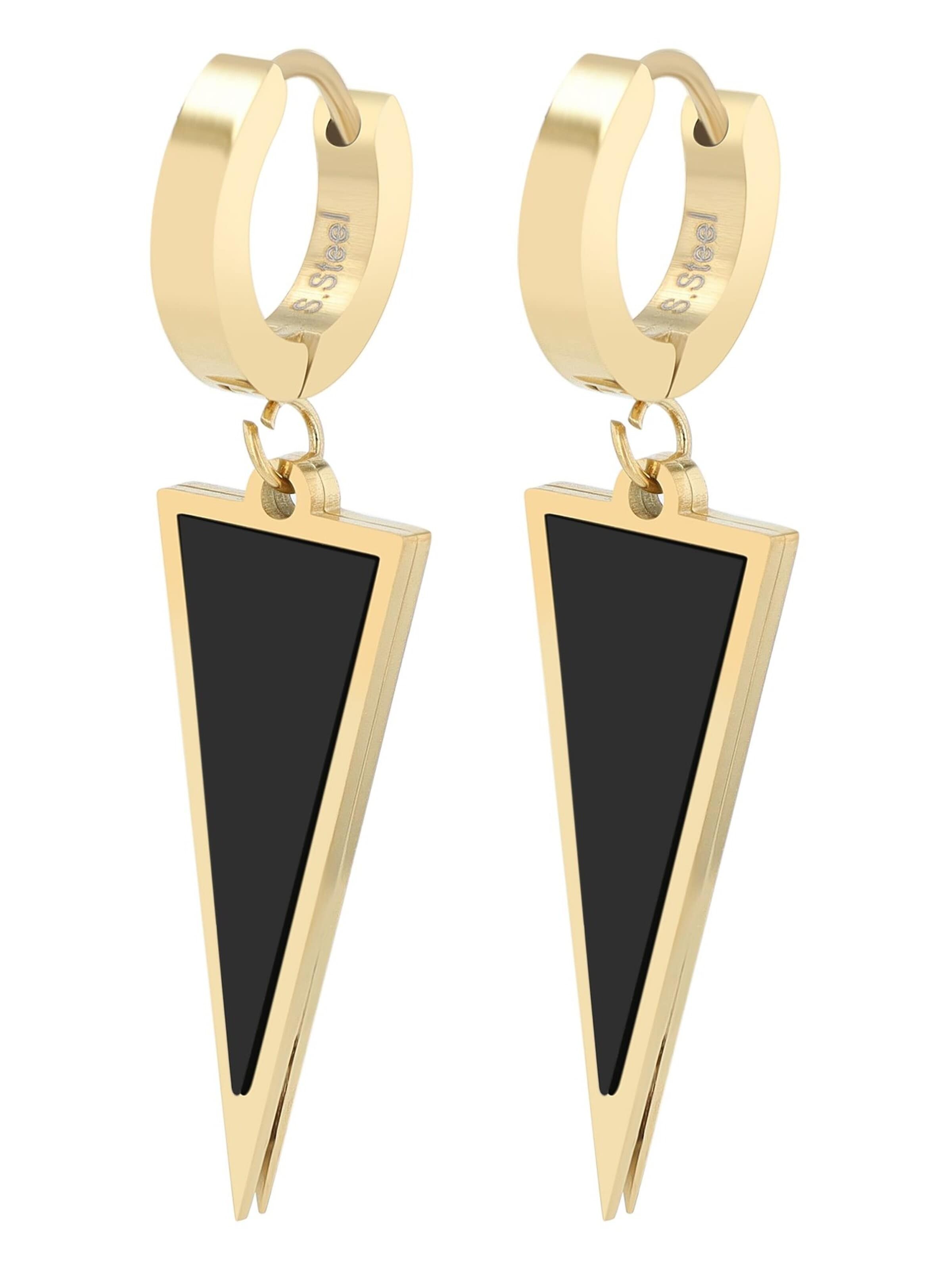 Akzent Earrings 'aus Edelstahl mit dreieckigem Anhänger' in Gold