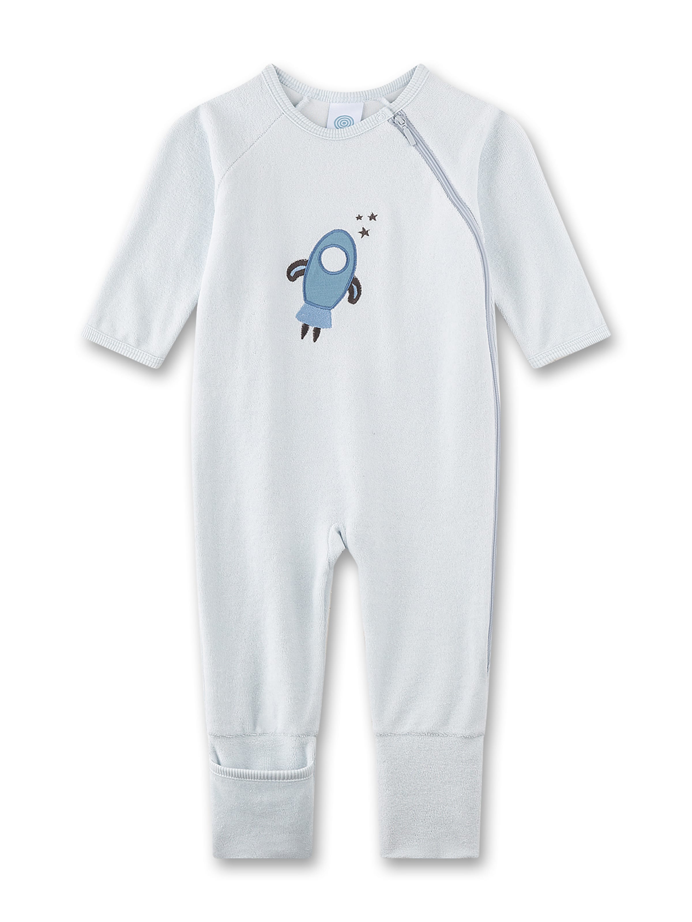 Tutina / body per bambino di Sanetta in blu: frontale