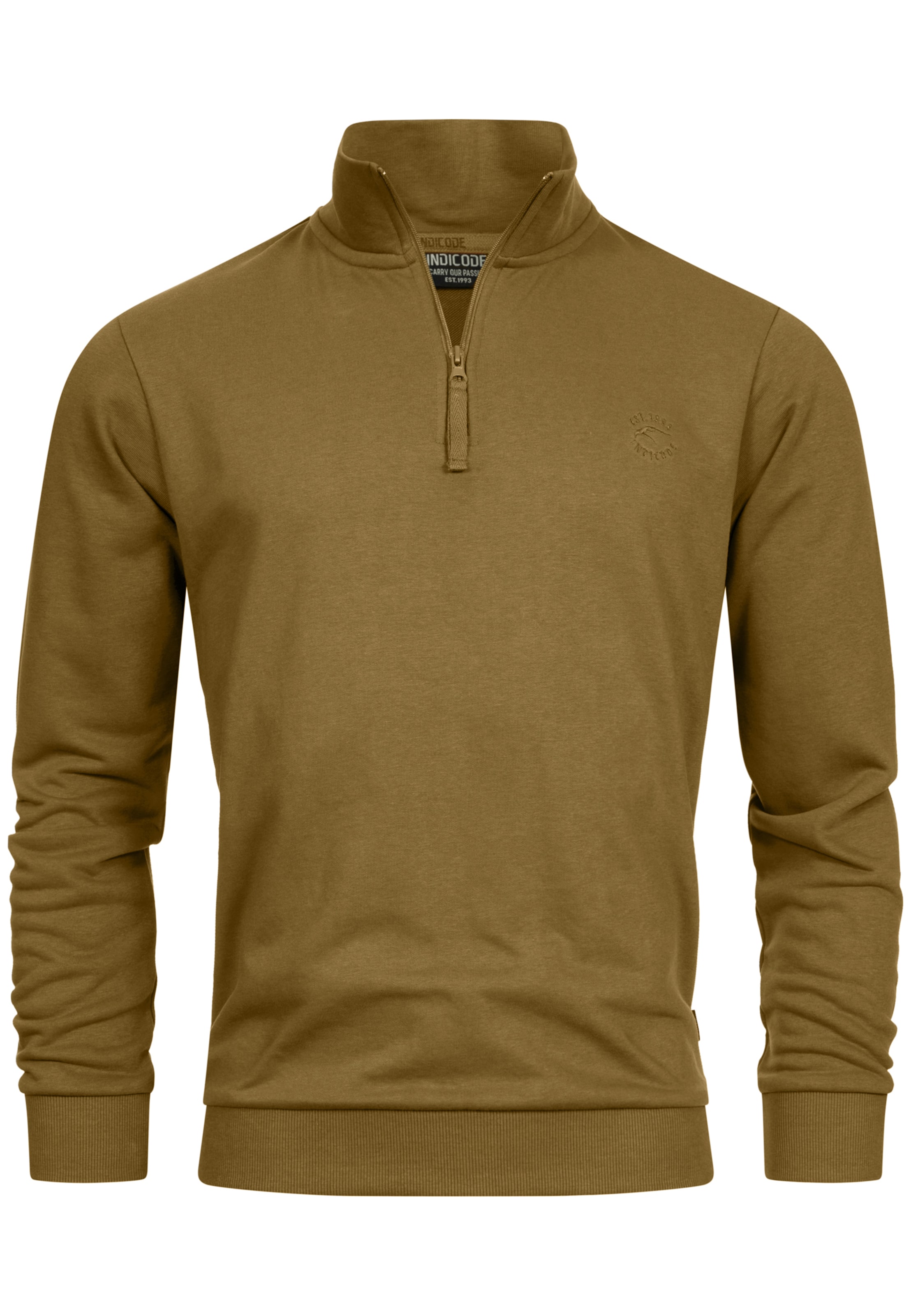 INDICODE JEANS Sweatshirt 'Brandt' in Groen: voorkant