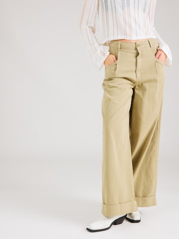 TOPSHOP Wide leg Pleat-front trousers 'CLEAN' in Green: front
