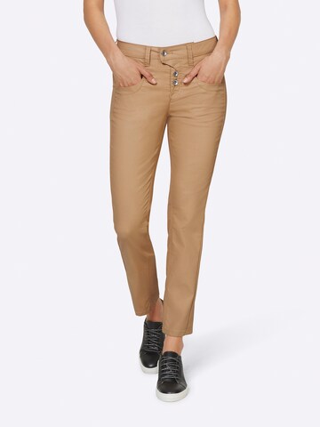 heine Regular Broek in Beige: voorkant