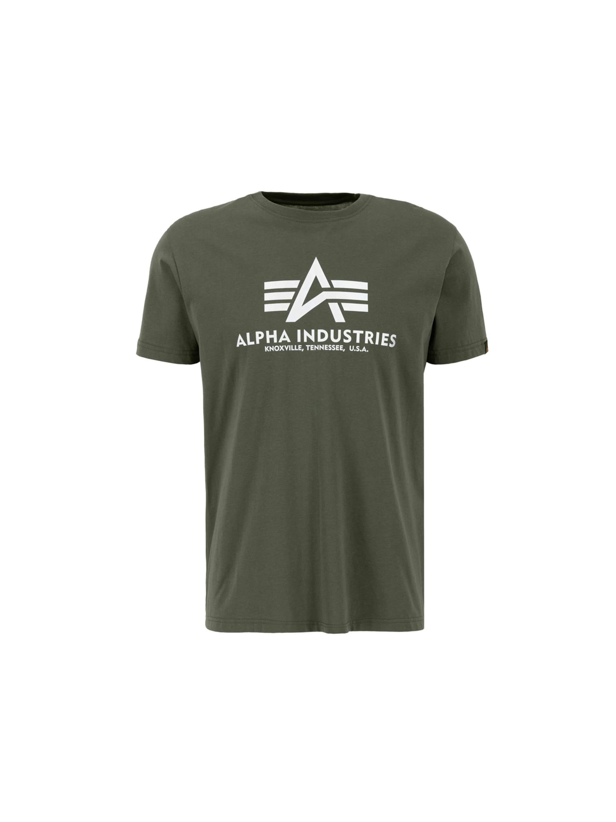 ALPHA INDUSTRIES Shirt 'Basic Logo Reflective'‌ in Grün