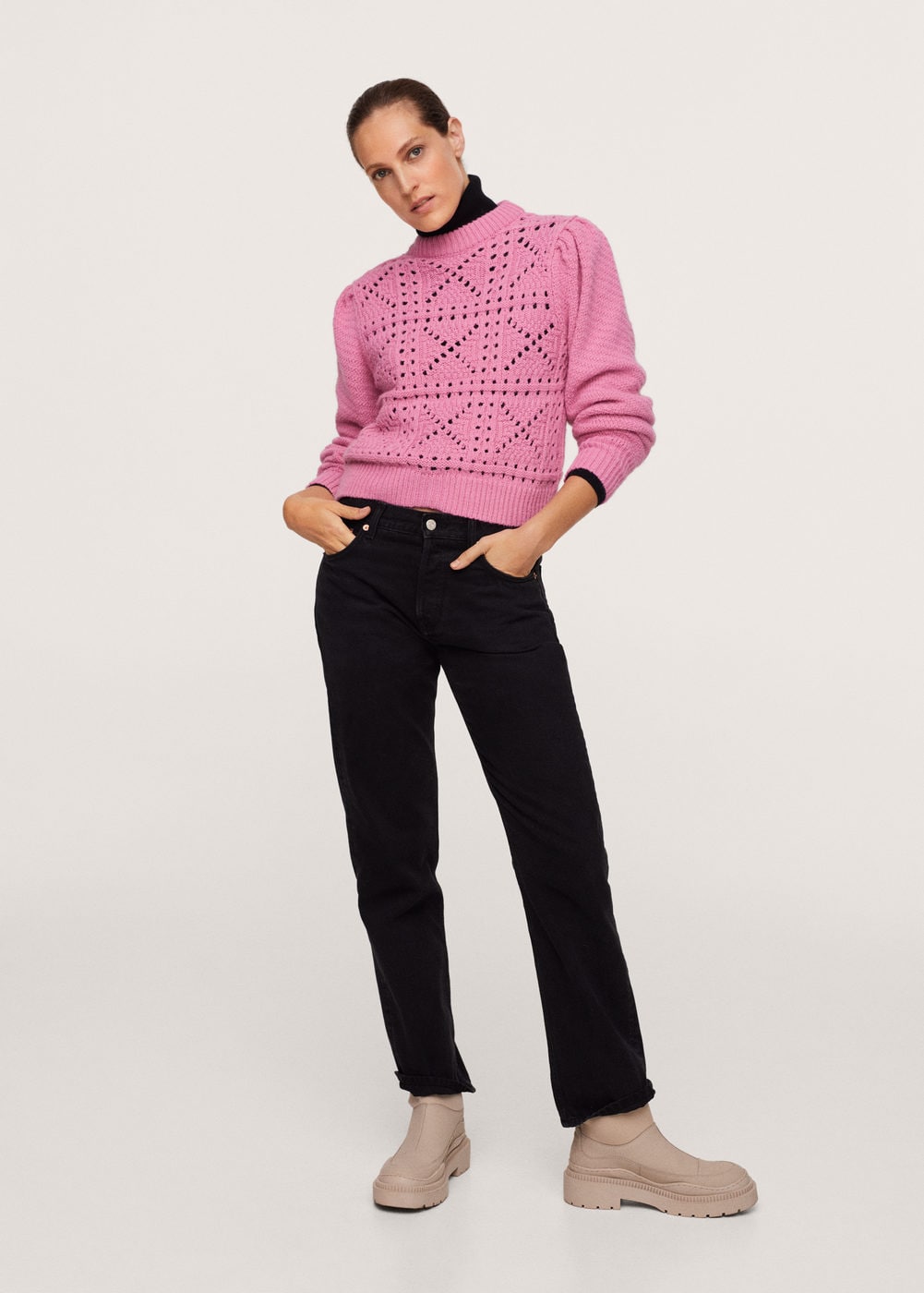 Odzież Kobiety MANGO Sweter Polchi w kolorze Jasnoróżowym 