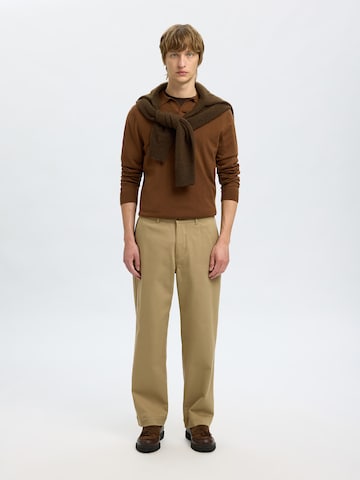 SELECTED Loosefit Housut 'SLH220HARRY' värissä beige