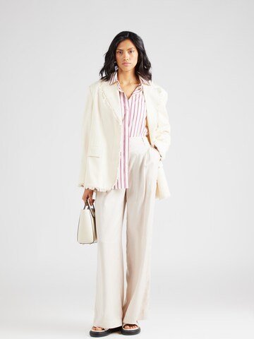 COMMA Wide leg Pleat-Front Pants in Beige