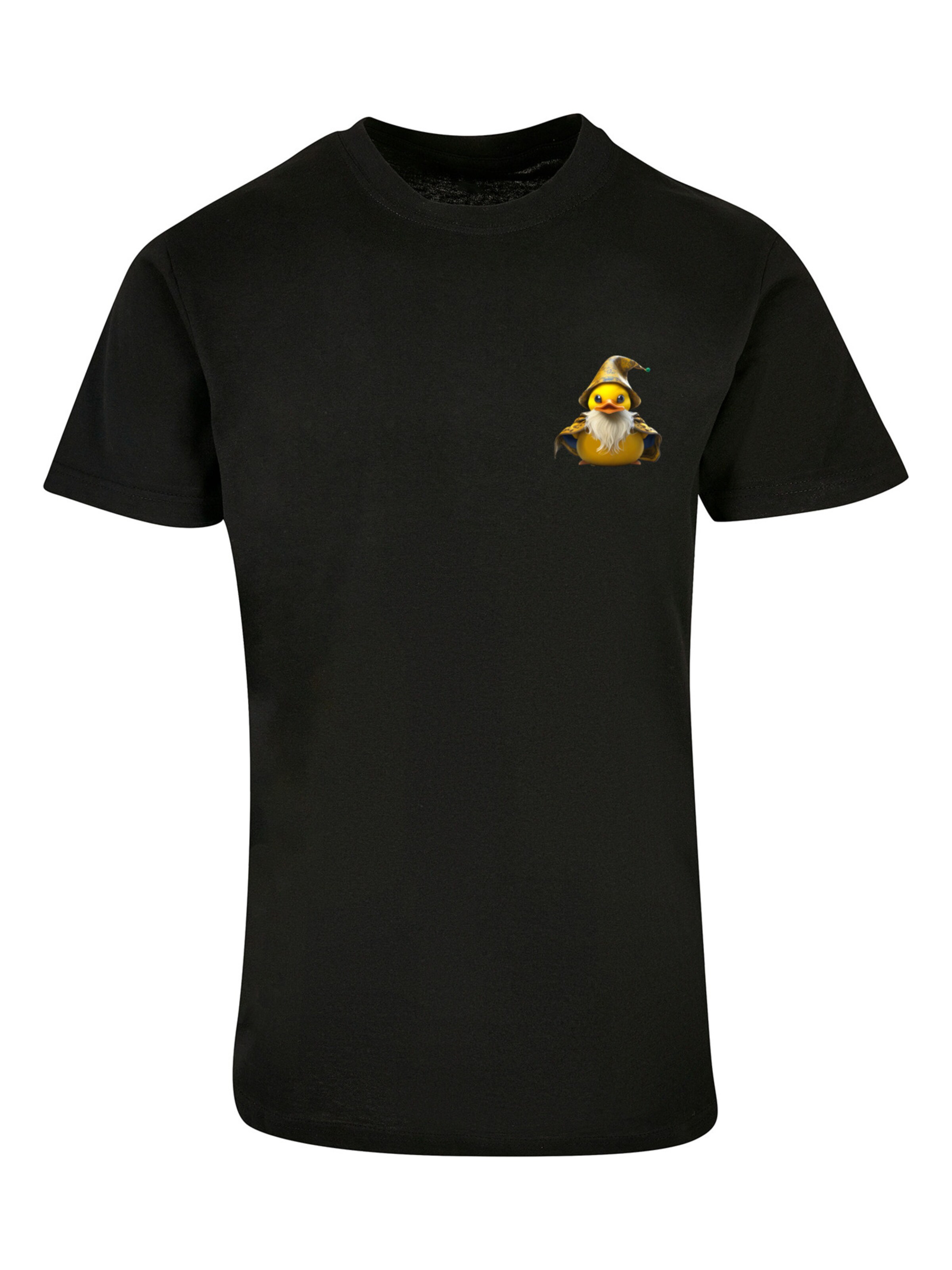 F4NT4STIC Shirt 'Rubber Duck Wizard' in Zwart: voorkant