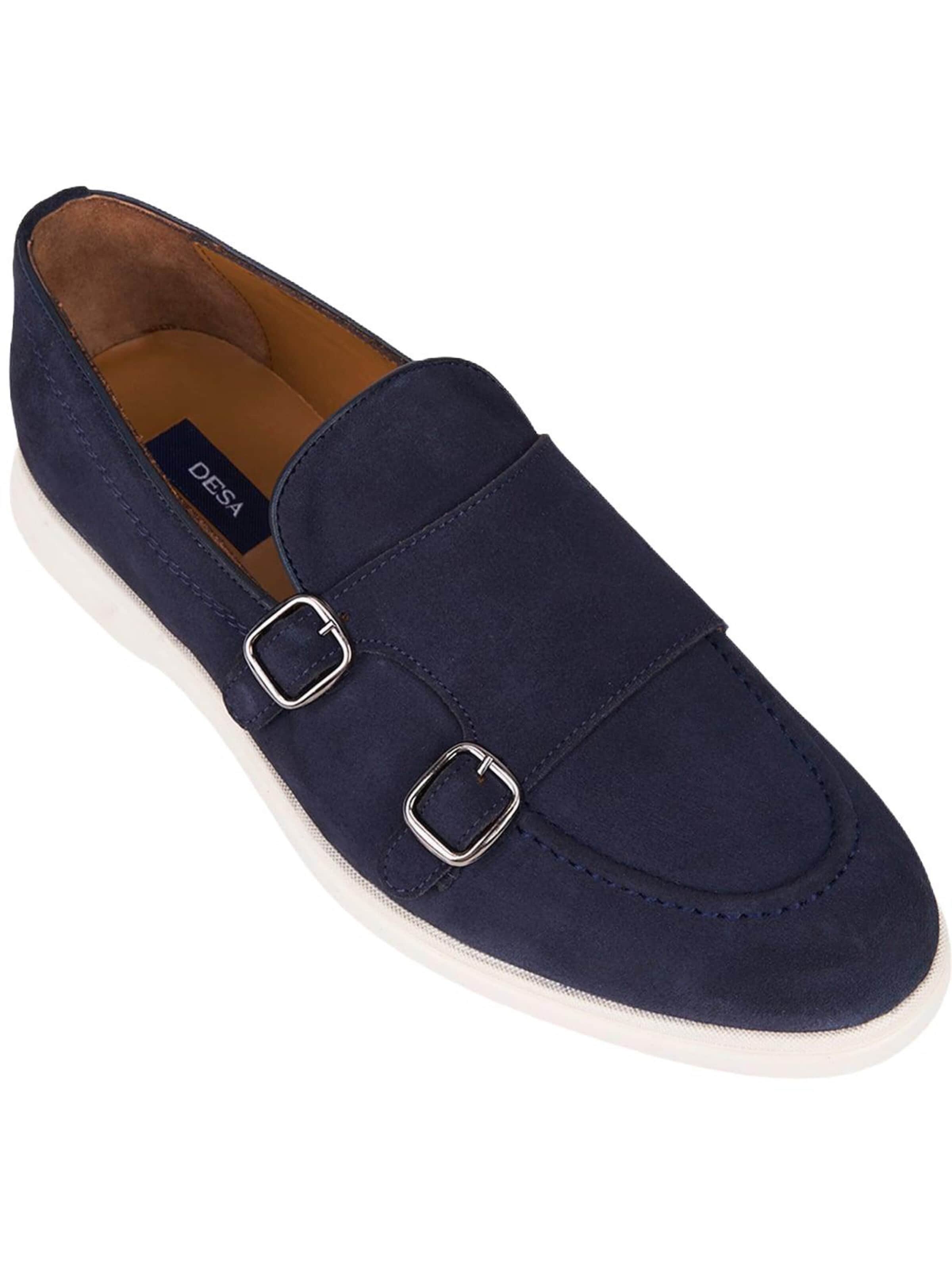 Desa Moccasins 'DESA Herren-Slipper aus Wildleder mit Doppelschnalle' in Blue: front