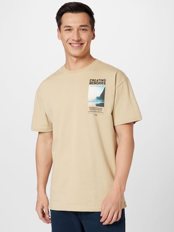 T-Shirt KnowledgeCotton Apparel en beige : devant