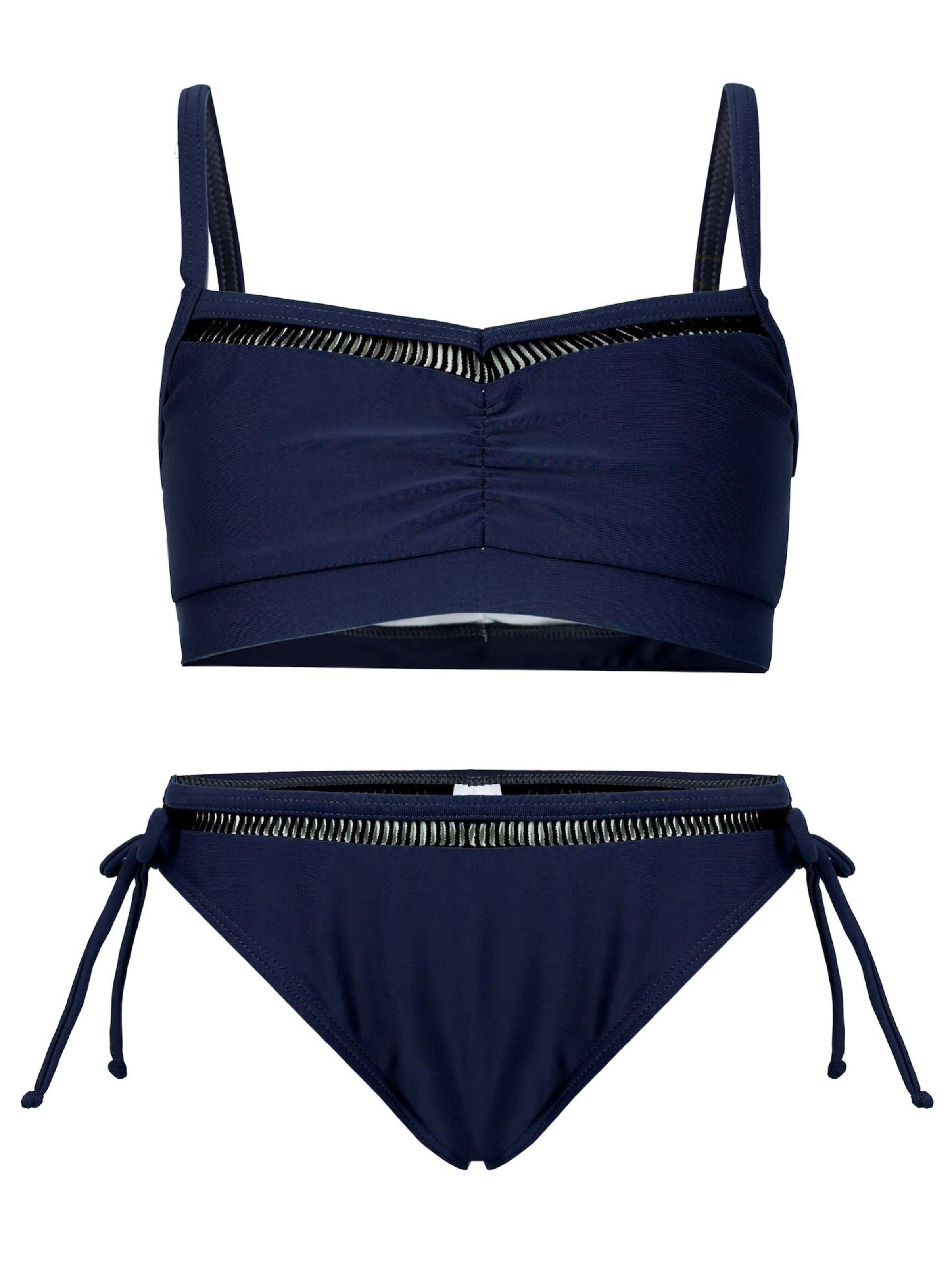 La V Triangel Bikini 'Bikini classic met kant detail' in Blauw: voorkant