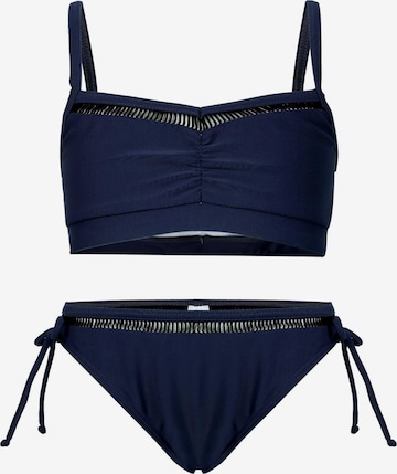 La V Triangel Bikini 'Bikini classic met kant detail' in Blauw: voorkant
