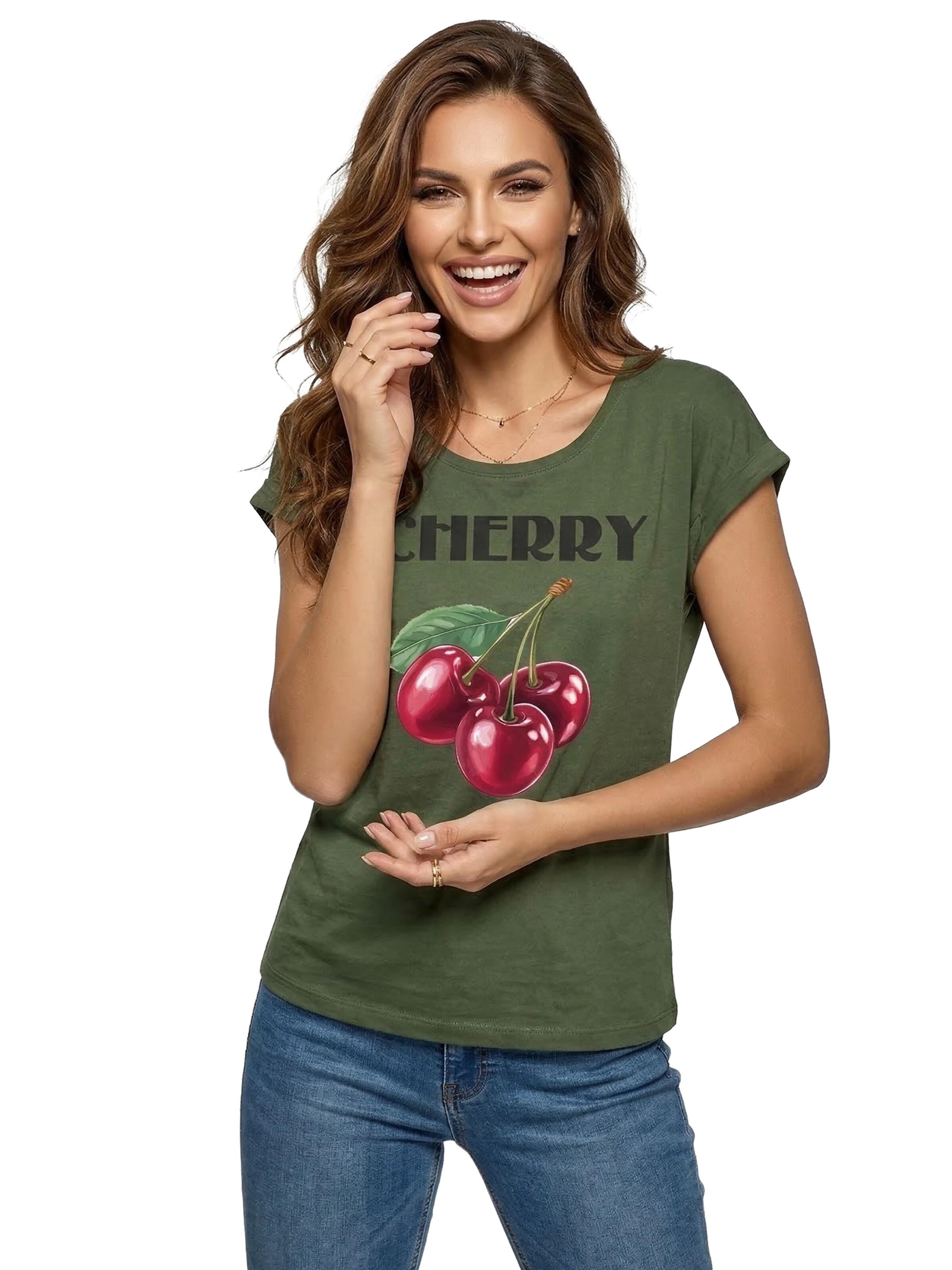 MAKAYA Shirt 'Cherry' in Green