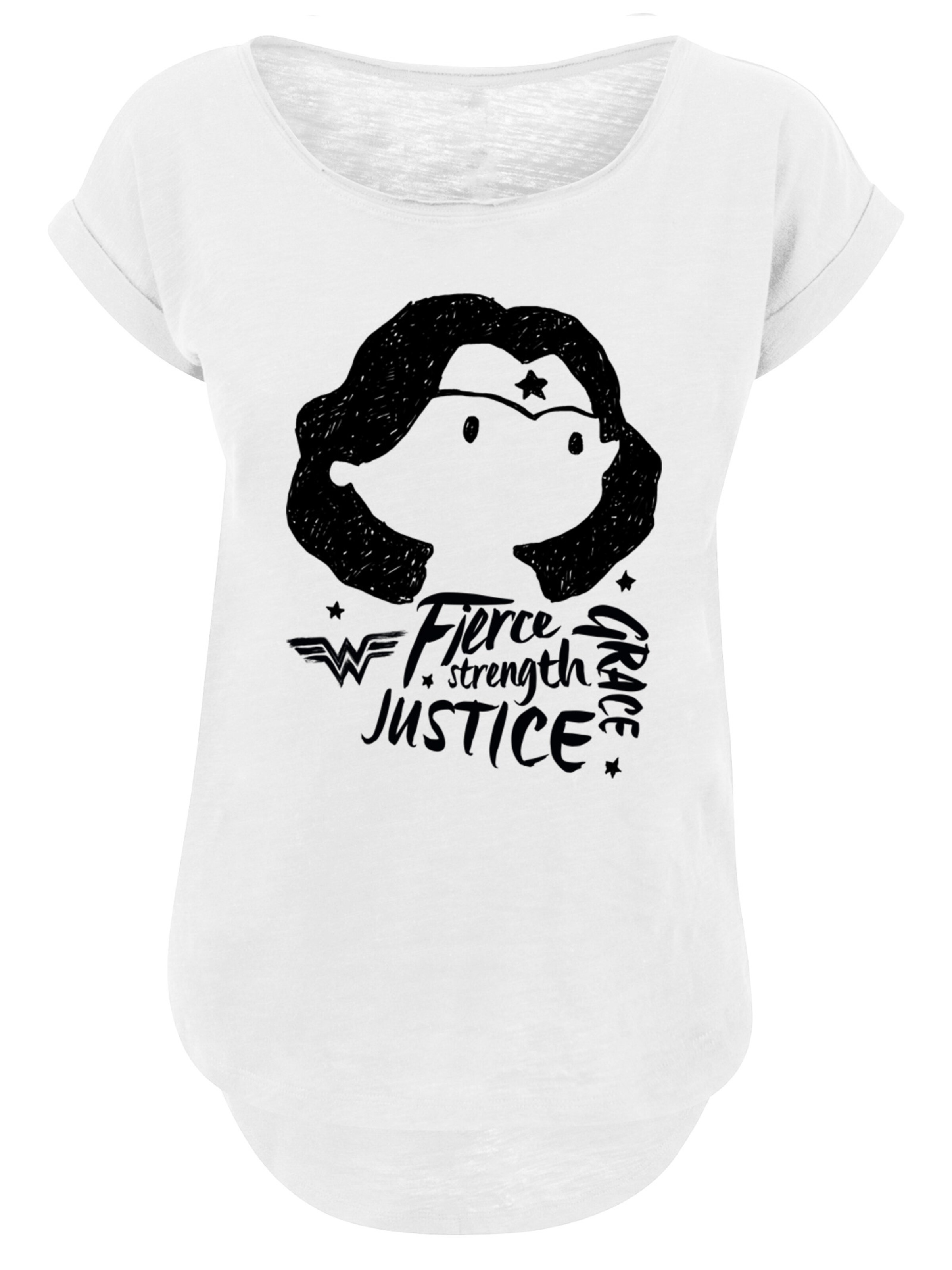 F4NT4STIC Shirt 'DC Comics Wonder Woman Fierce Sketch' in White: front