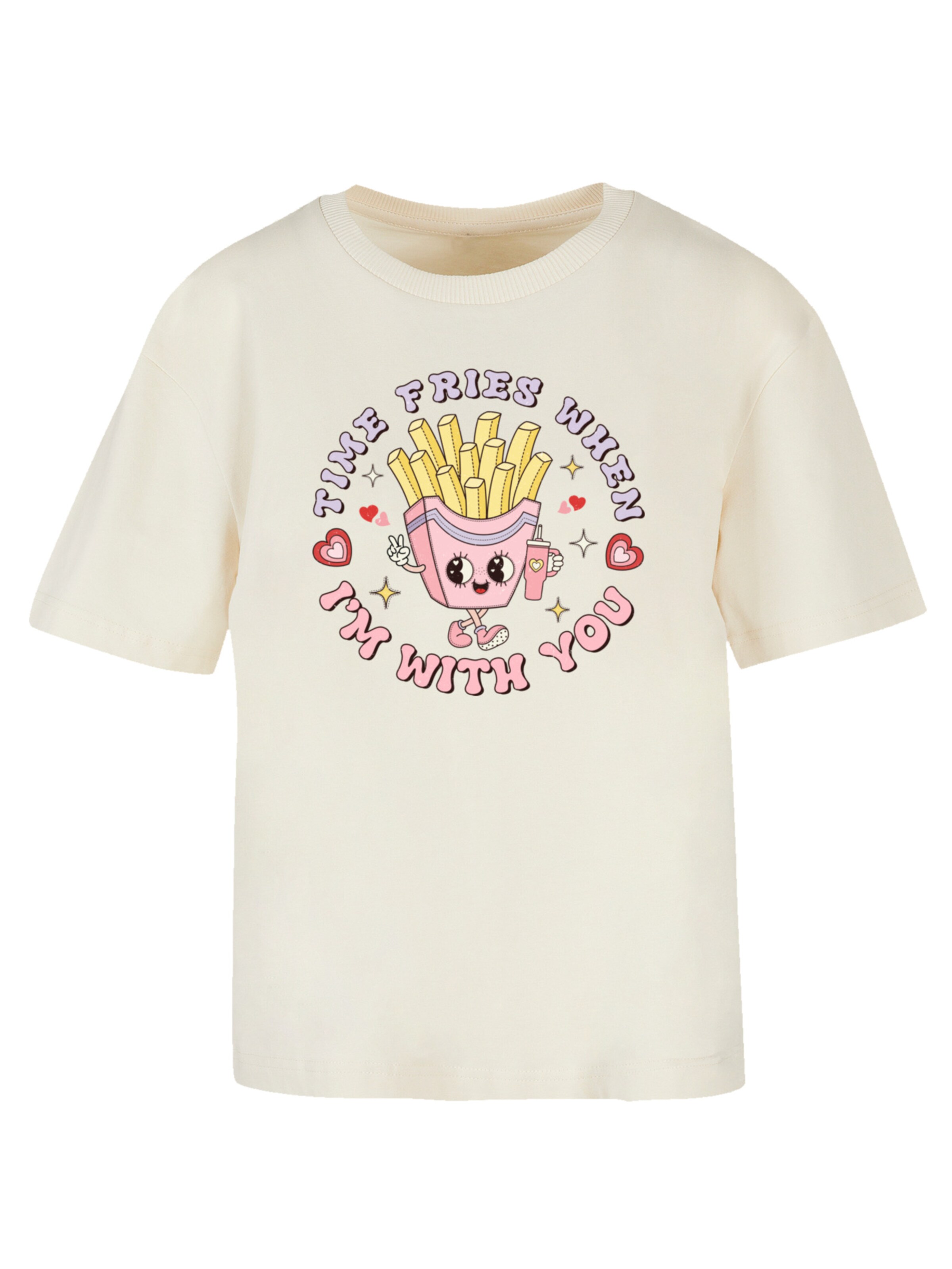 F4NT4STIC T-Shirt 'Time Fries when I am with you Valentinstag' in Beige: Vorderseite