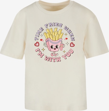 F4NT4STIC T-Shirt 'Time Fries when I am with you Valentinstag' in Beige: Vorderseite