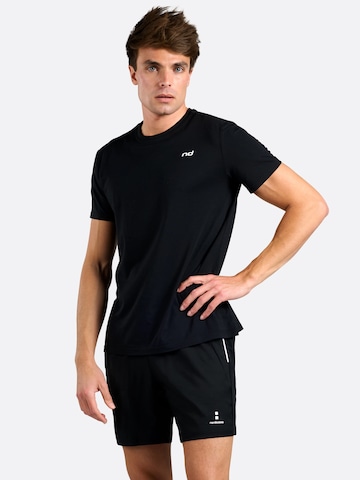 T-Shirt fonctionnel 'Bamboo Tee - Light Blue' nordicdots en noir : devant