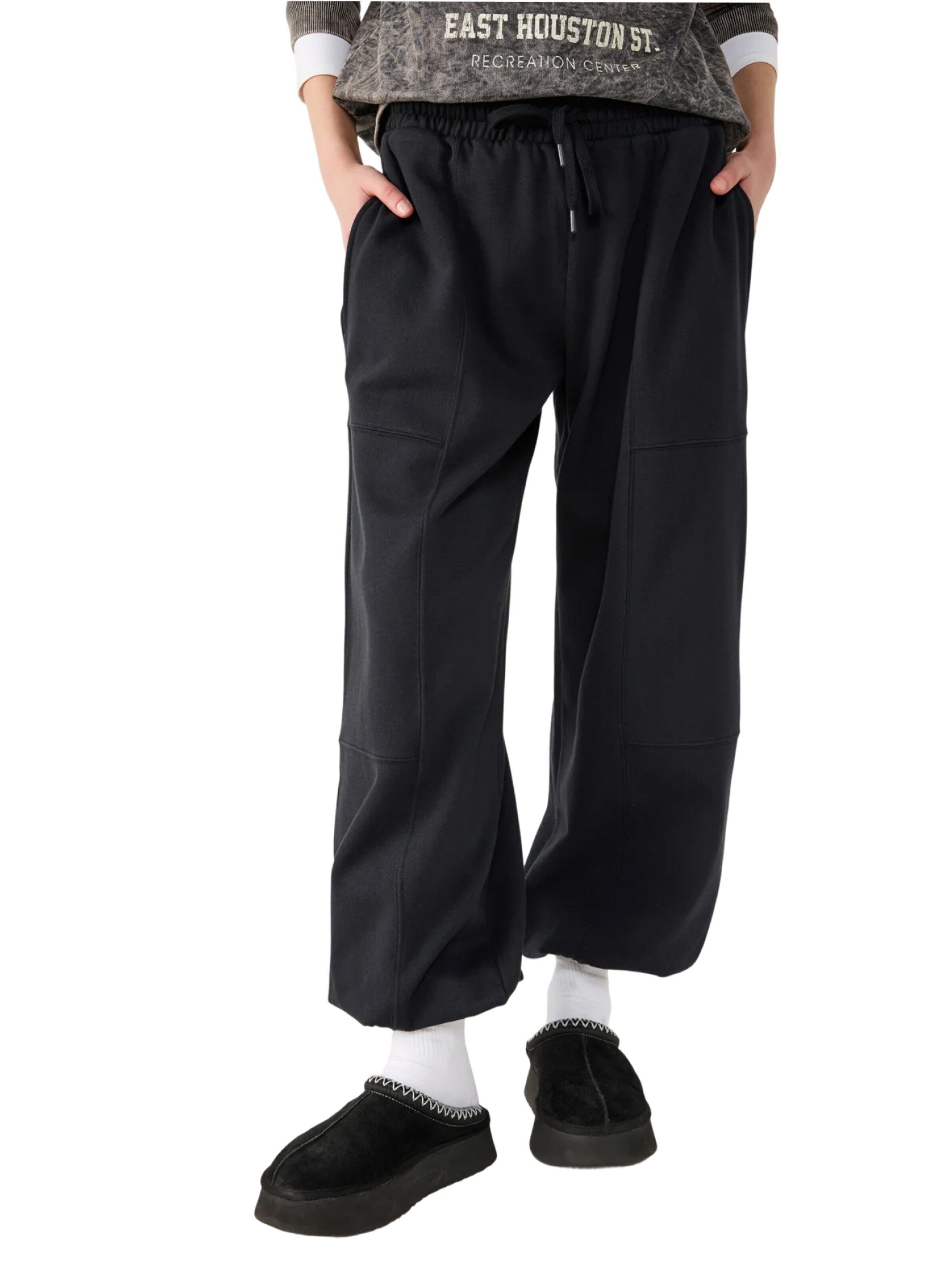 No Matter What Tapered Pants in Black: front