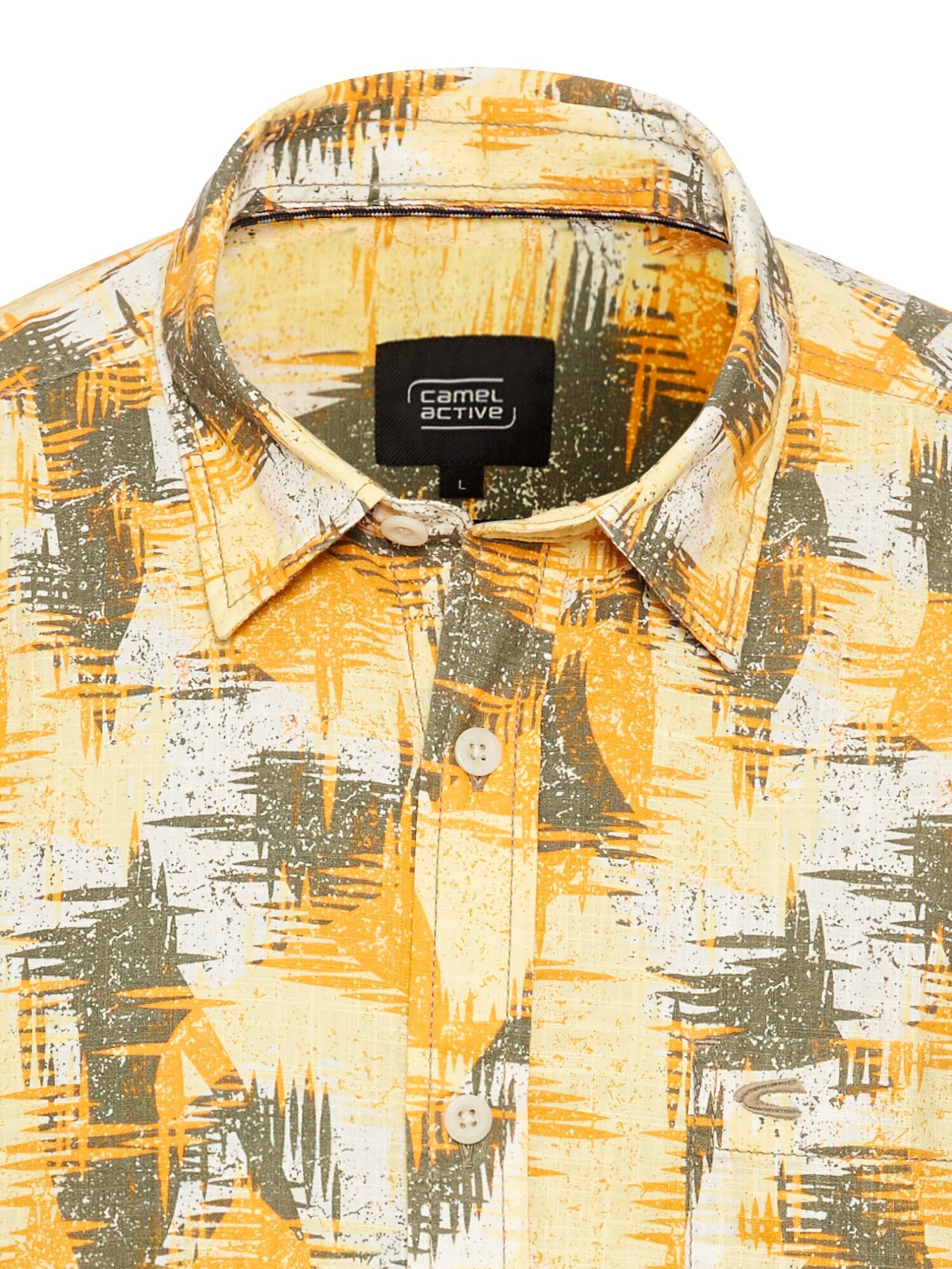 CAMEL ACTIVE Regular Fit Kurzarmhemd mit Strukturmuster in Gelb