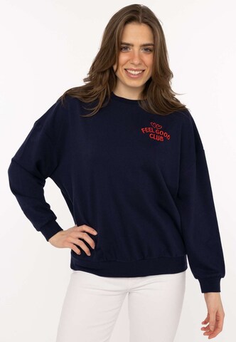 Zwillingsherz Sweatshirt 'FEEL GOOD CLUB' in Blauw: voorkant