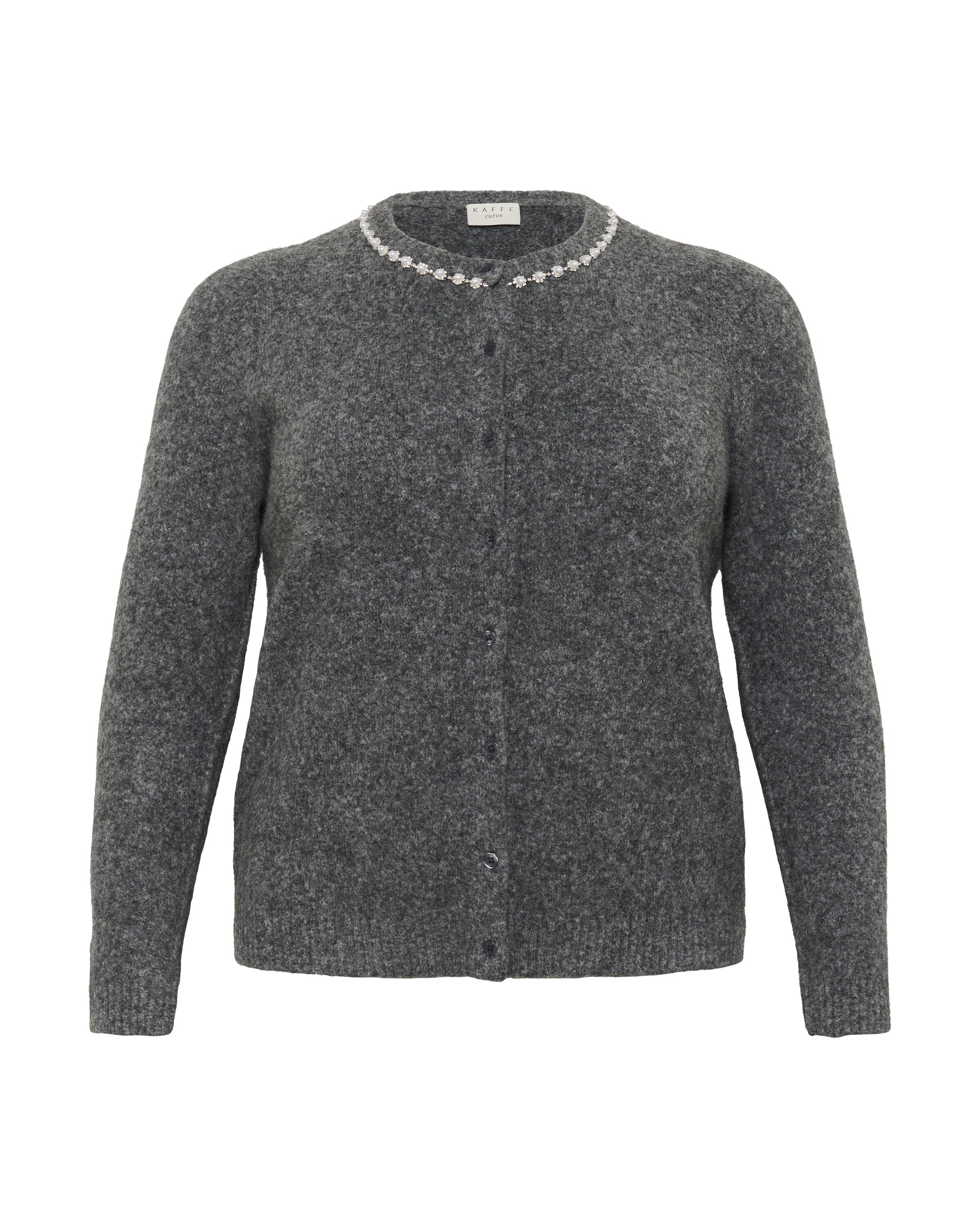 KAFFE CURVE Strickjacke 'KCCroxia ' in Grau: Vorderseite