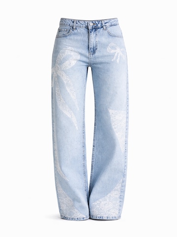IT'S BASIC Regular Jeans 'RHINESTONE STRAIGHT MID RISE JEANS' in Blauw: voorkant