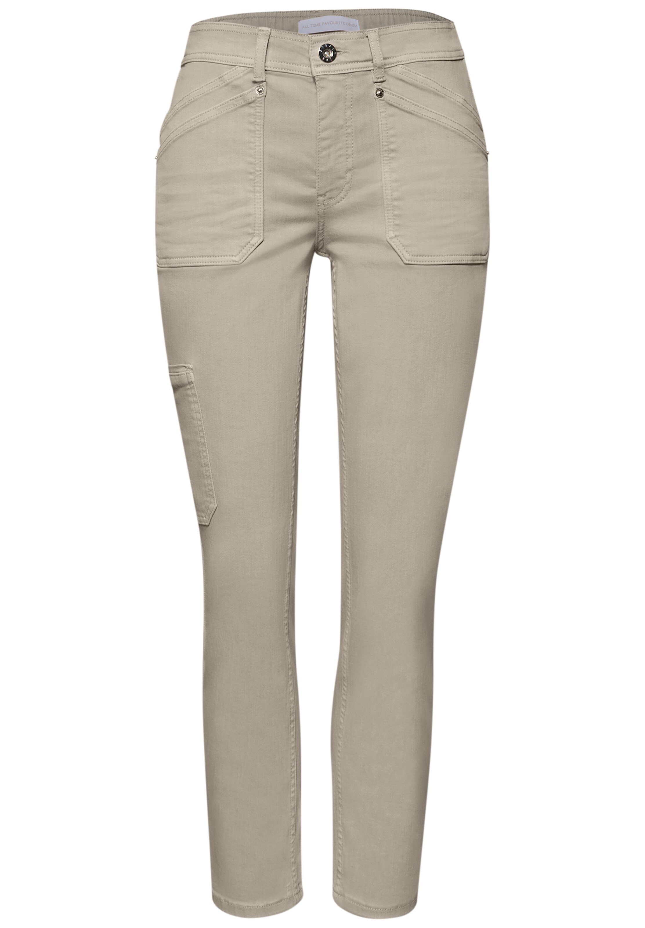 STREET ONE Tapered Jeans in Beige: front