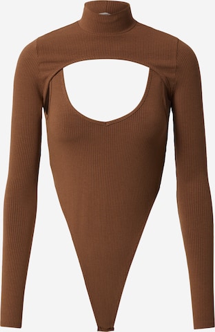ABOUT YOU x Alina Eremia Shirt Bodysuit 'Claire' in Brown: front