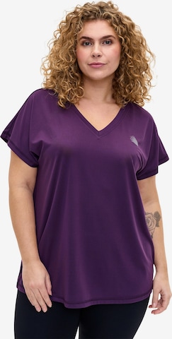 T-shirt fonctionnel 'ABASIC' Active by Zizzi en violet : devant
