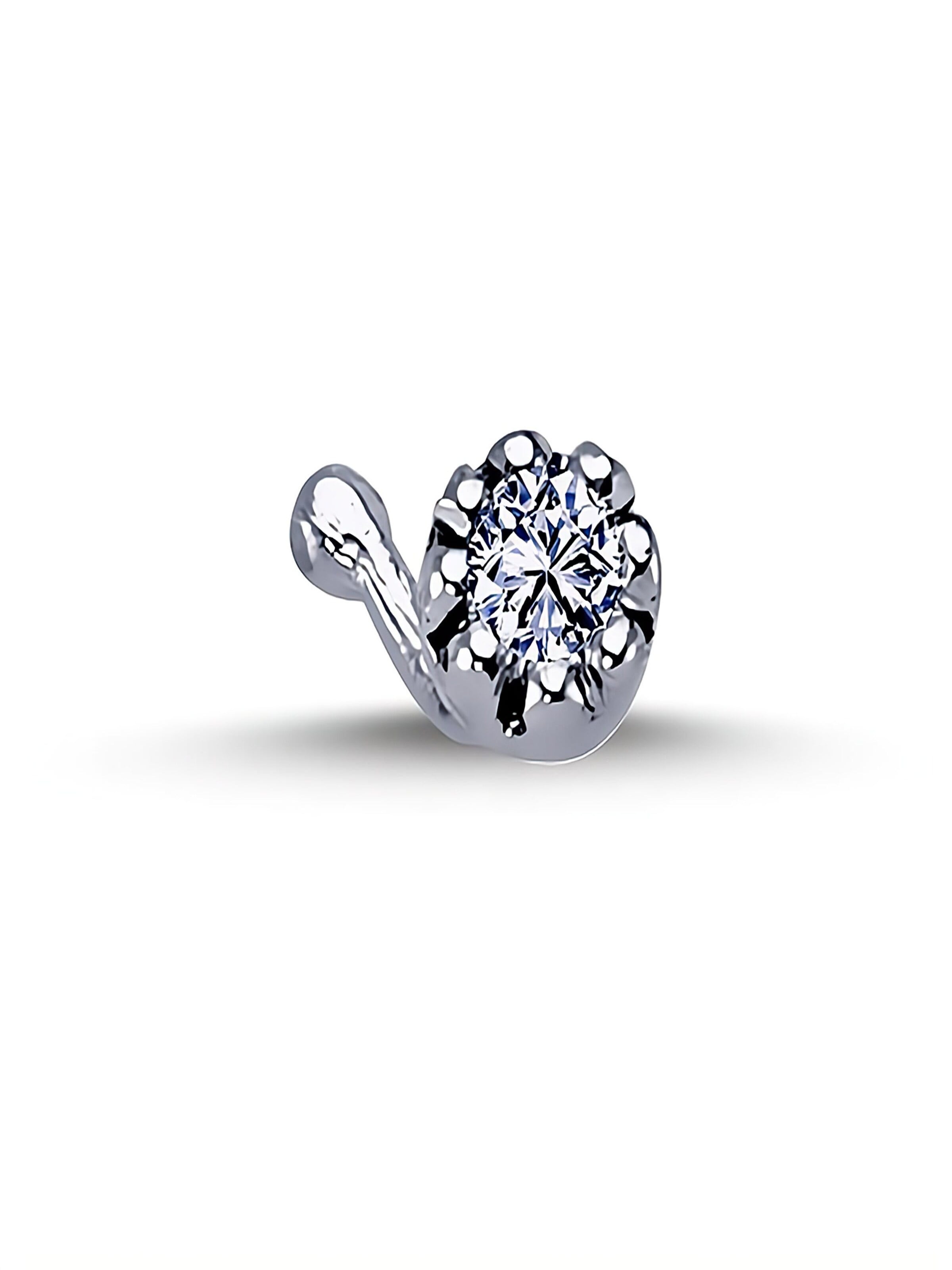 EinStein Diamant Piercings 'Piercing + 0,03 Carat Diamant Nasenpiercing 750er 18 Karat Weißgold' in Gold: front