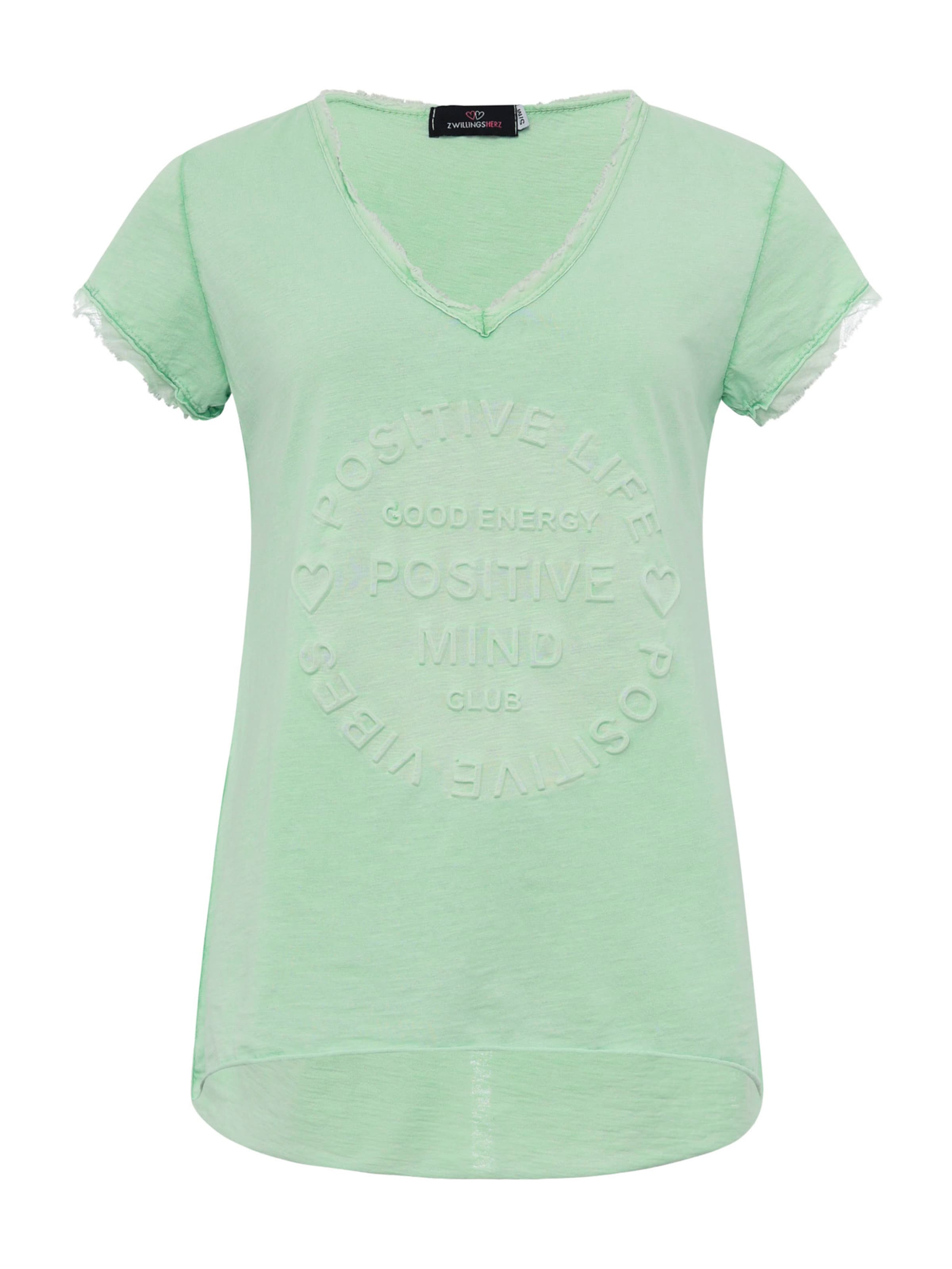 Zwillingsherz Футболка 'Positive Mind' в Зеленый: спереди