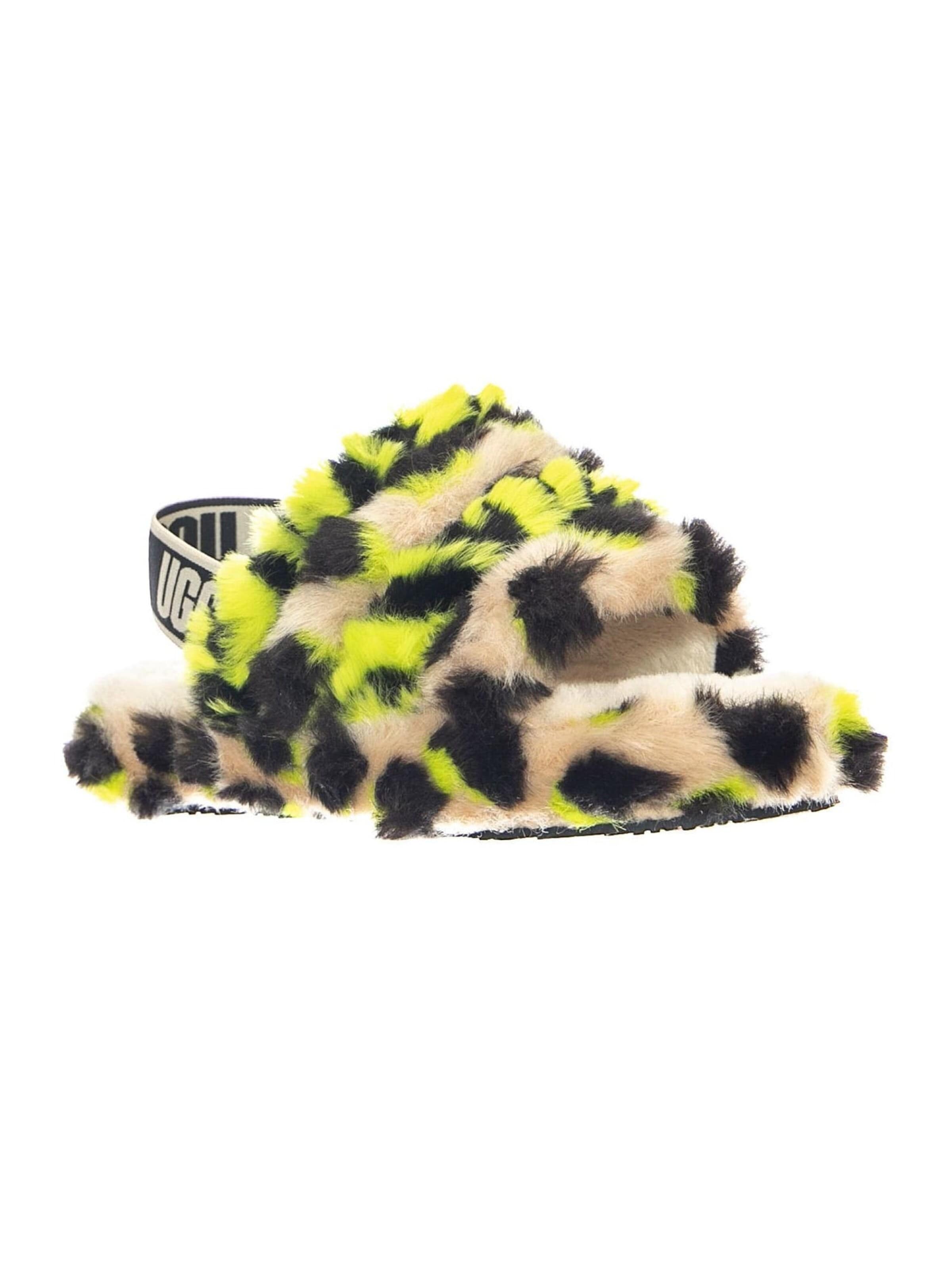 Sandales 'Fluff Yeah Animalia Key Lime K' UGG en mélange de couleurs