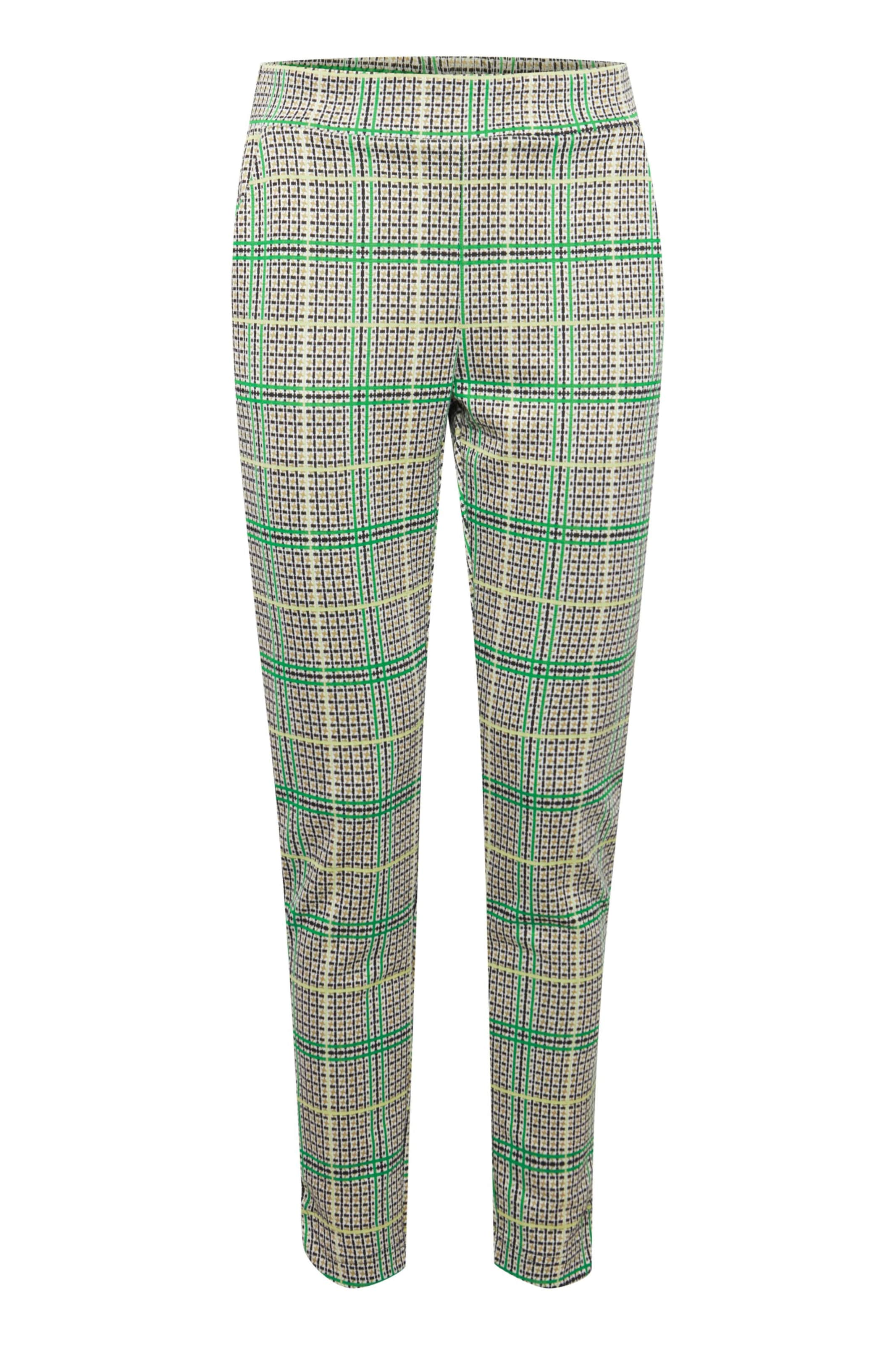 ICHI Hose 'IHKate Check' in 36 in beige / hellbeige / grün / schwarz, Produktansicht