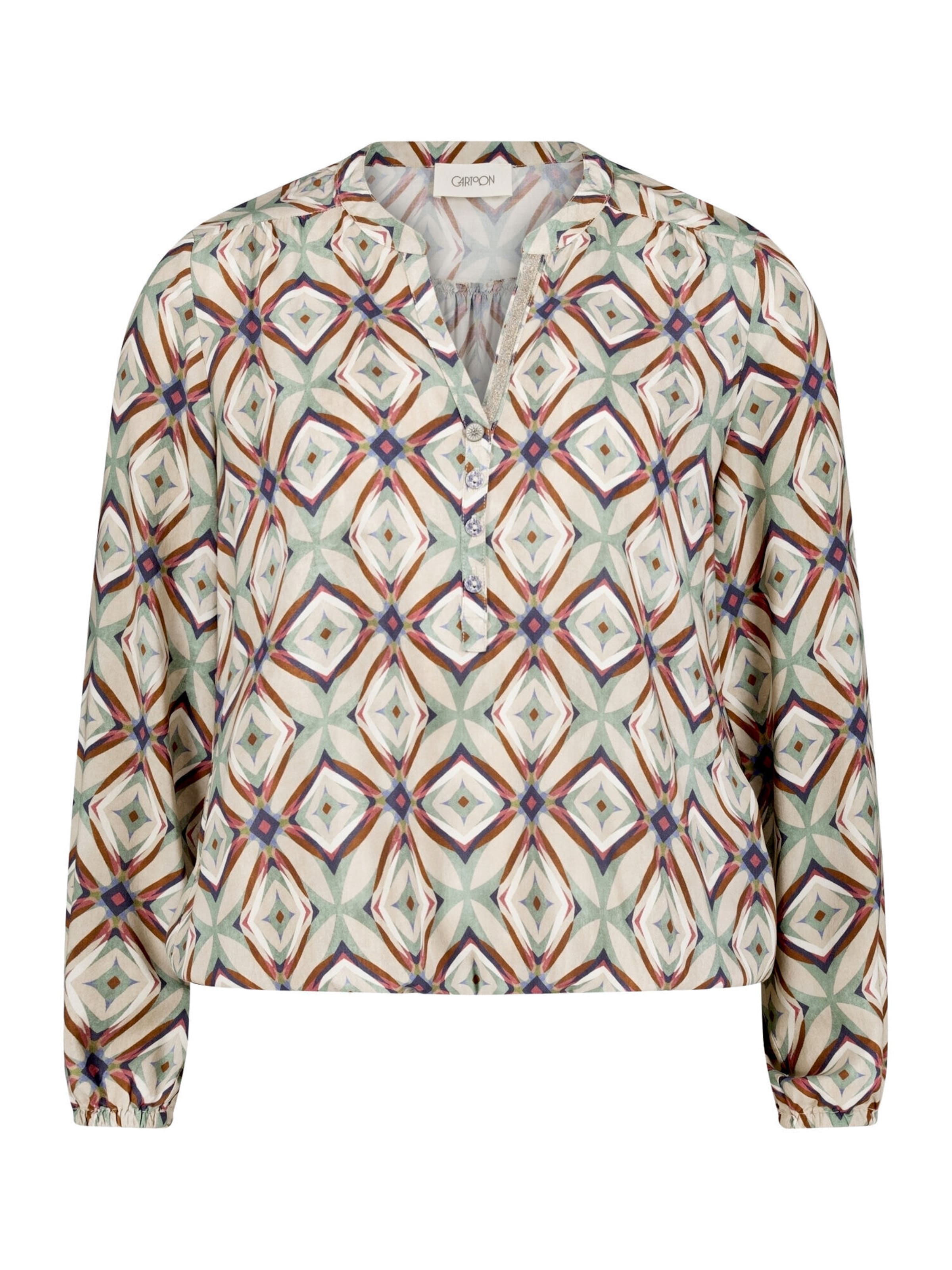 Cartoon Casual-Bluse mit Muster in Beige: Vorderseite