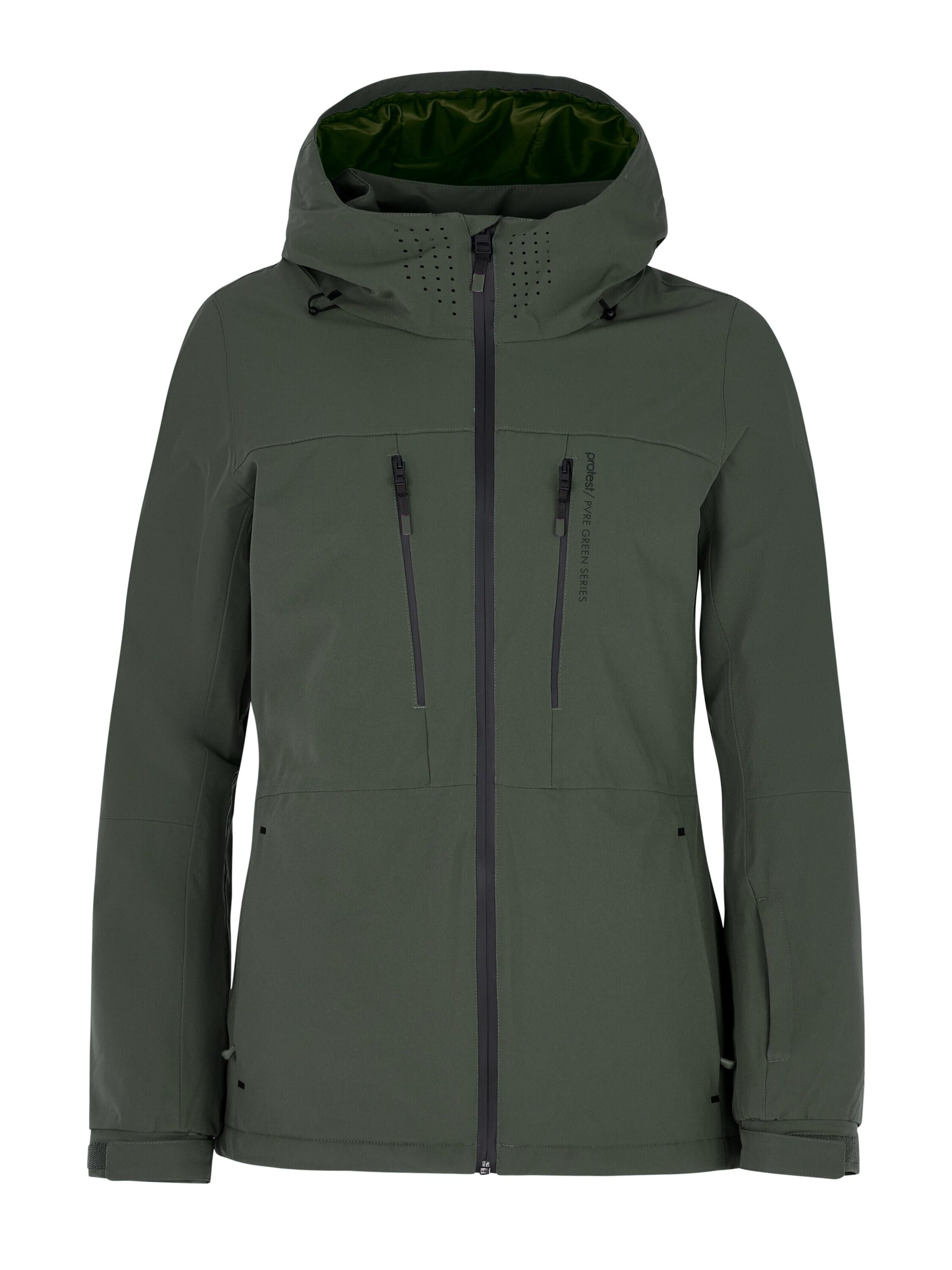 PROTEST Athletic Jacket 'PRTBEVERLY' in Green: front