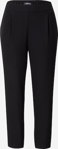 TAIFUN Tapered Pleat-Front Pants in Black: front