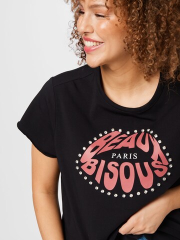 River Island Plus T-Shirt 'BEAUX BISOUS' in Schwarz