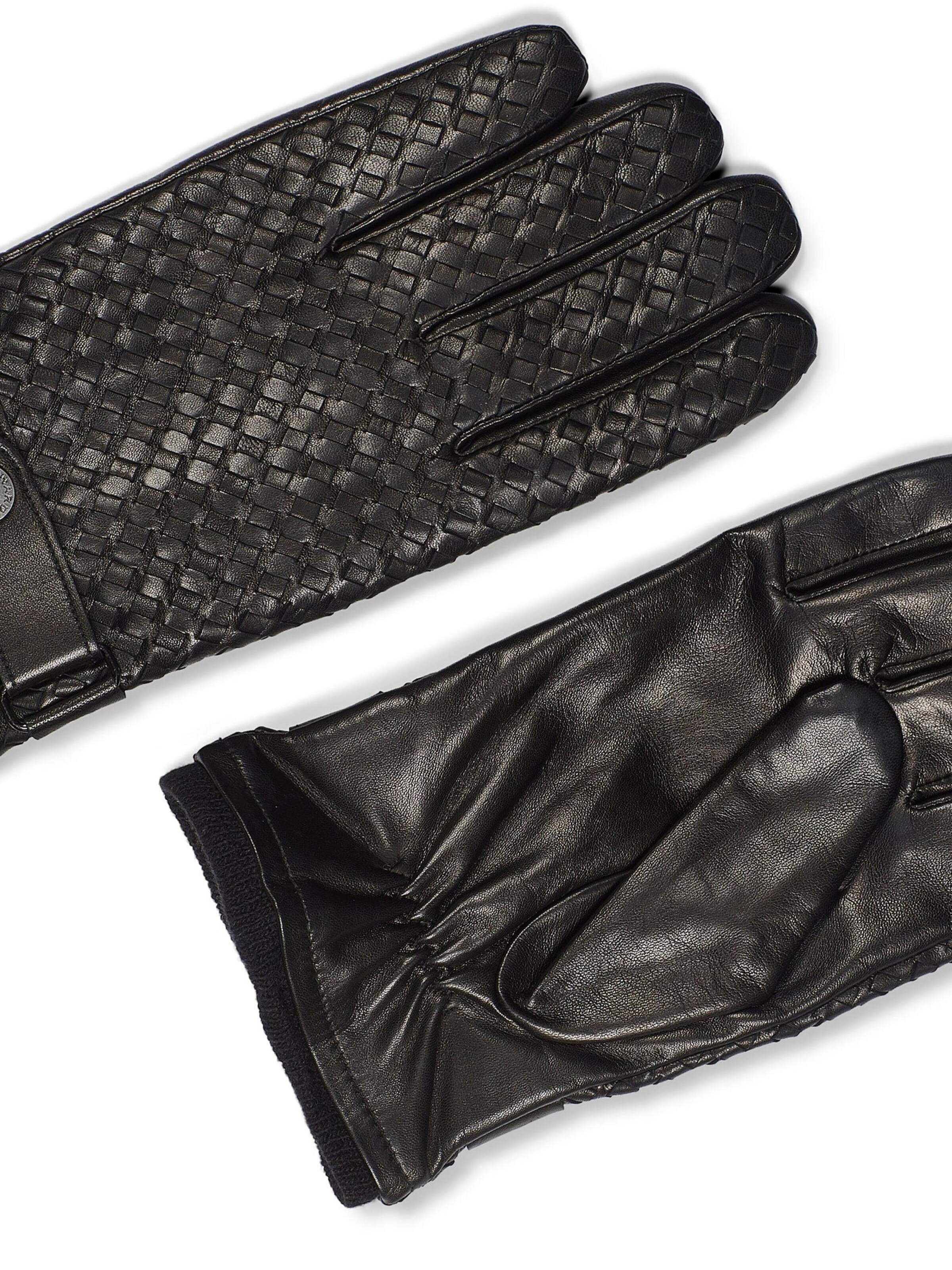 Howard London - Guantes con dedos 'Leather Braided Gloves Axel Black' en negro