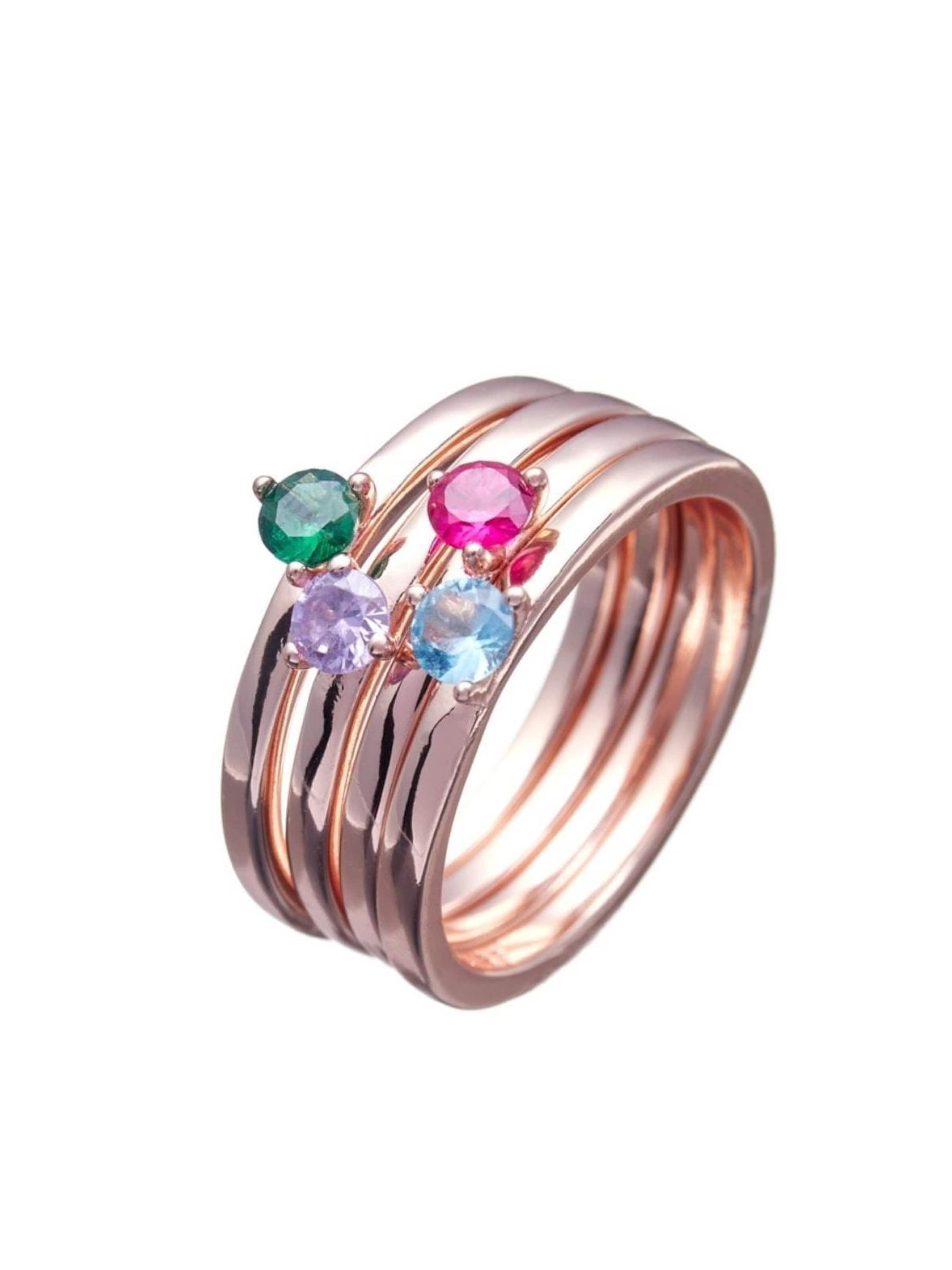 THE GEM STORIES JEWELRY - Anillo 'Rose Gold Ring with Colourful Crystals' en Mezcla de colores: frente