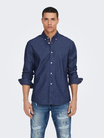 Only & Sons Regular fit Button Up Shirt 'Day' in Blue: front