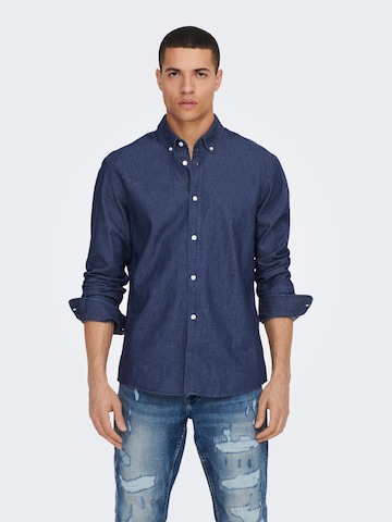 Only & Sons Regular fit Button Up Shirt 'Day' in Blue: front