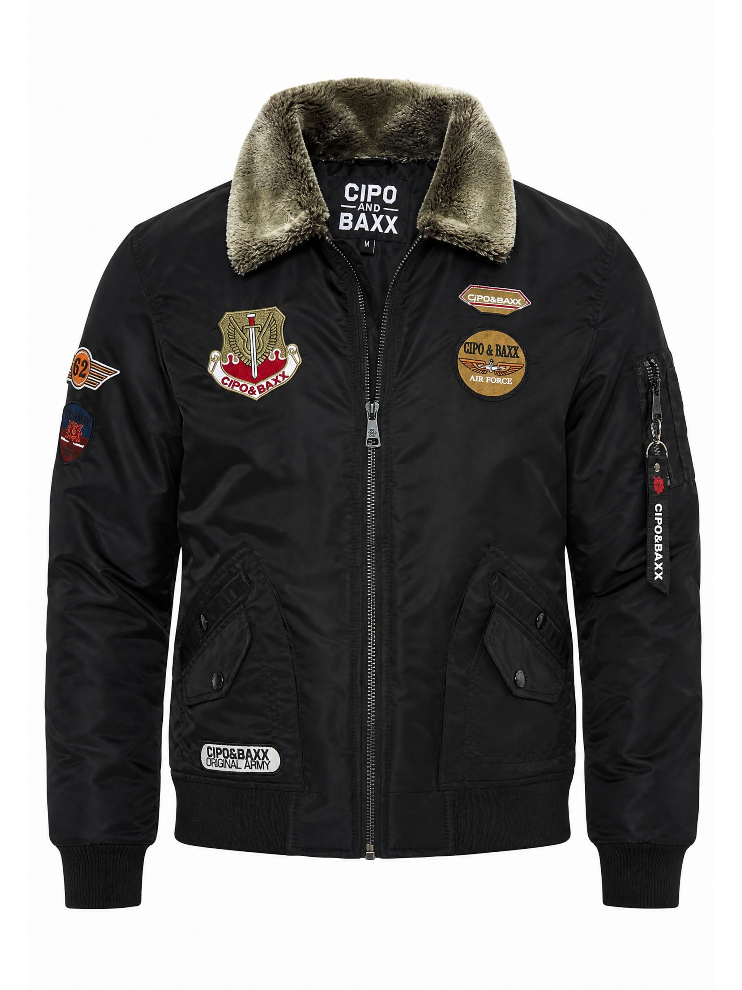CIPO & BAXX Winterjacke CM232 in Schwarz: Vorderseite