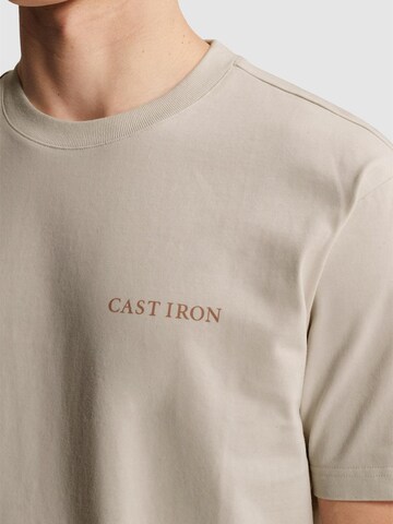 CAST IRON Paita 'T-shirt in jersey with off-placed logo' värissä beige