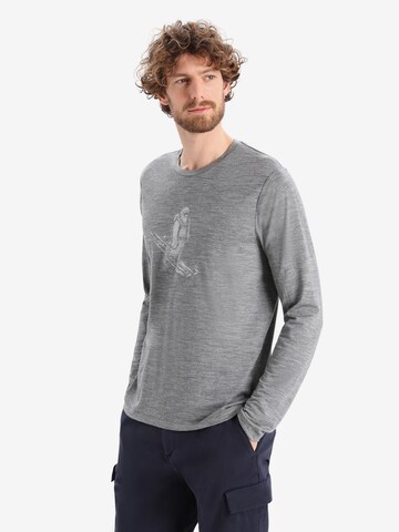 ICEBREAKER Performance Shirt 'Tech Lite II Skiing Yeti' in Grey: front