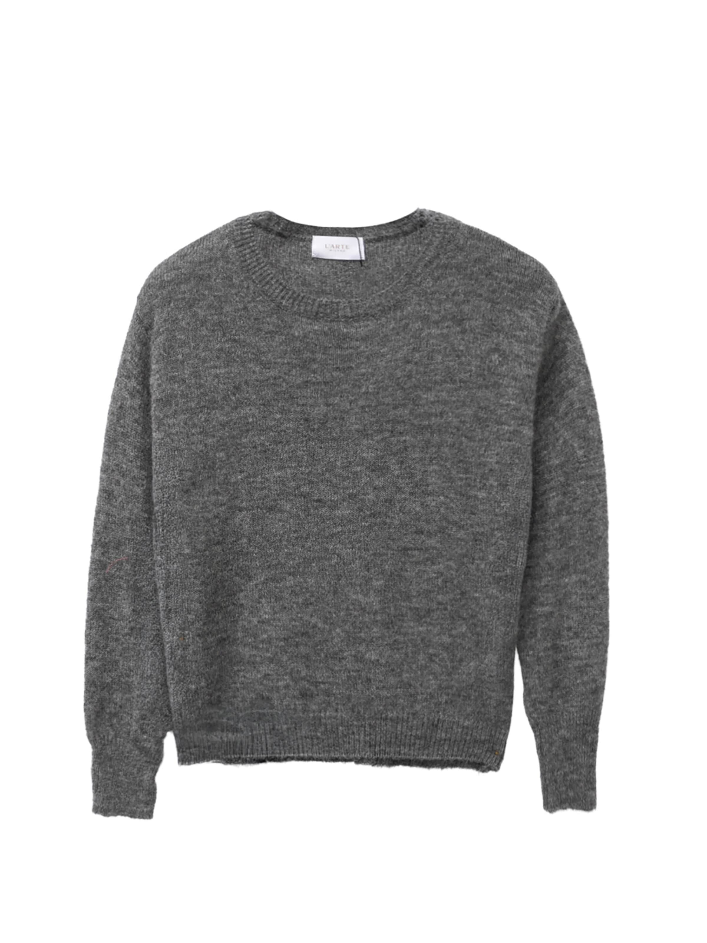L'Arte Milano Knit Cardigan in Grey: front