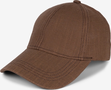 styleBREAKER Cap 'Leinen Baseball Cap' in Brown: front