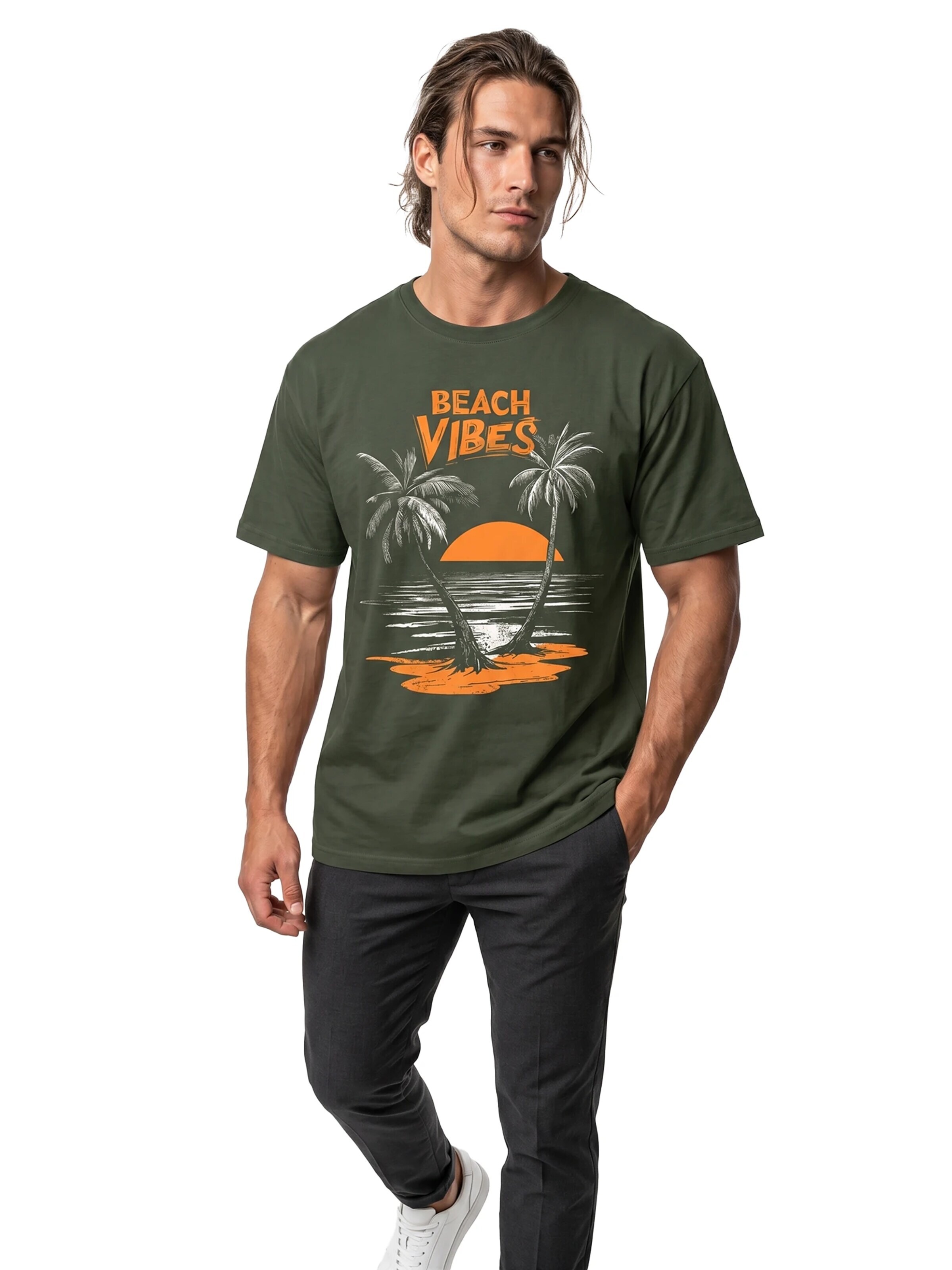 MAKAYA Shirt 'Beach Vibes' in Green
