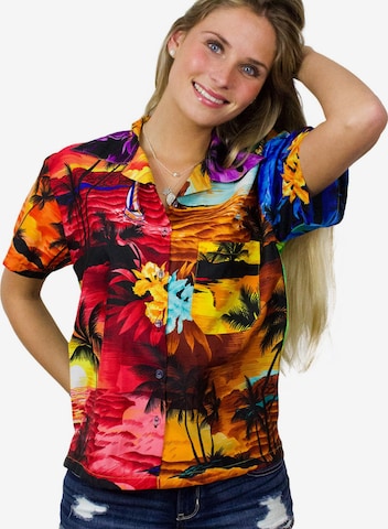 King Kameha Bluse 'Surf' in Mischfarben: Vorderseite