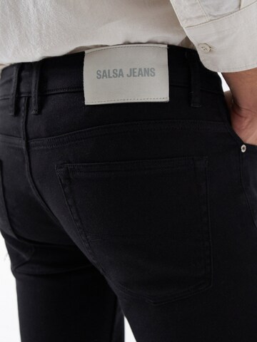 Coupe slim Pantalon chino Salsa Jeans en noir