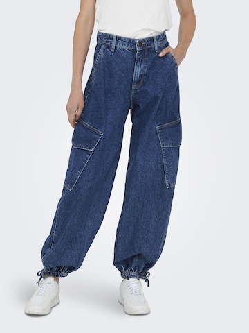 ONLY Tapered Cargojeans 'PERNILLE' in Blauw: voorkant